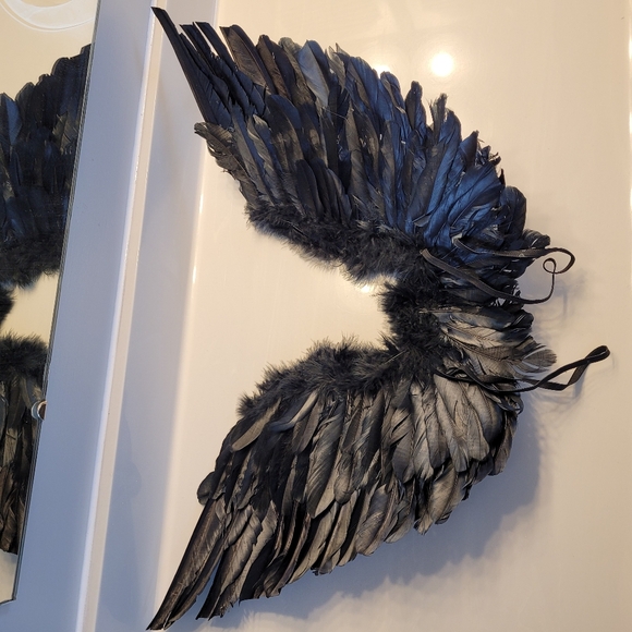 Dark Angel Wings Black Feathers Posable Cosplay Or Display - Picture 14 of 16